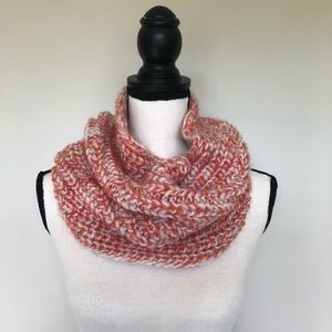 Orange and white/ivory infinity scarf